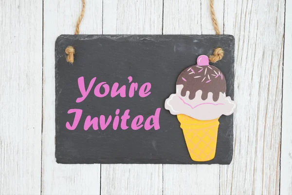 You're invited text with an ice cream cone — Stock Photo, Image