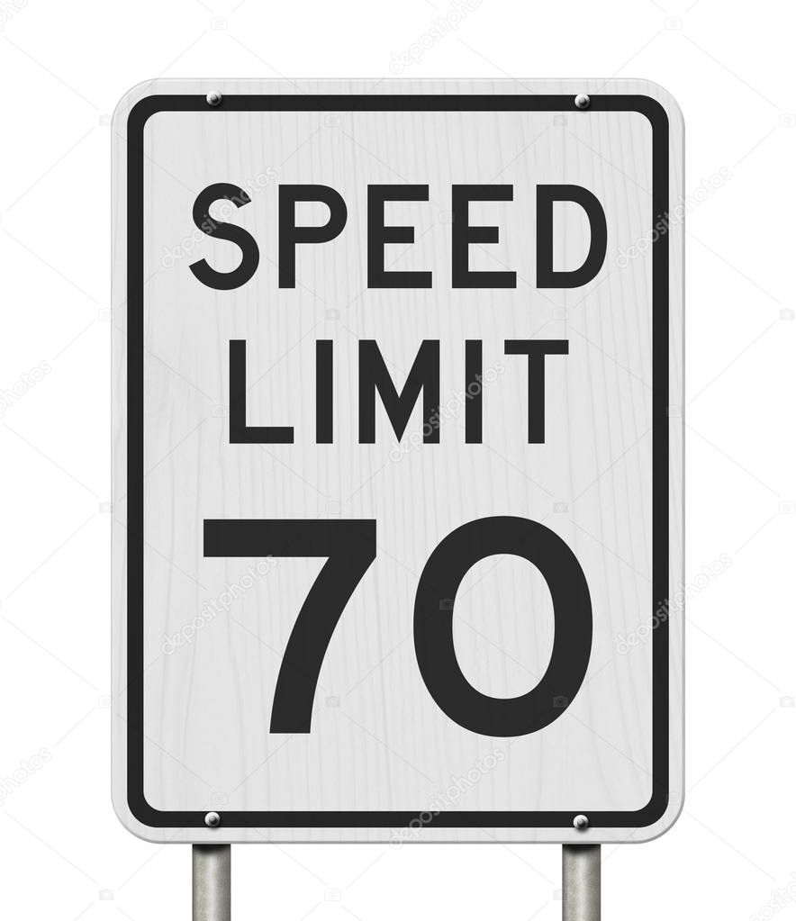 US 70 mph Speed Limit sign