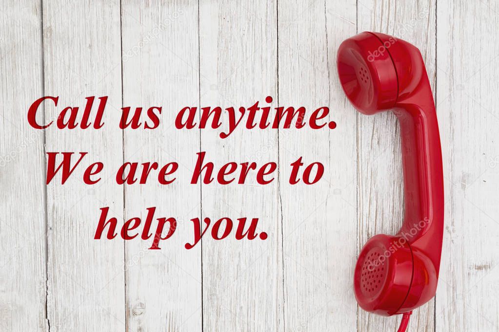 Call us anytime we are here to help text with retro red phone ha