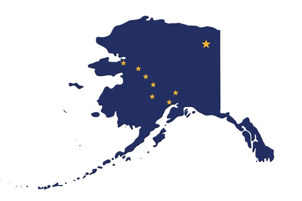 Mappa dell'Alaska nei colori della bandiera dell'Alaska — Foto Stock