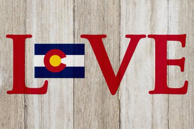 Colorad Colorado eyalet haritası ile Aşk Colorado mesajı