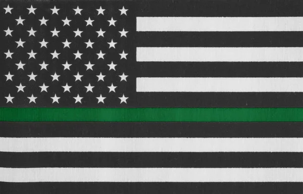 Bandeira de linha verde fina americana — Fotografia de Stock