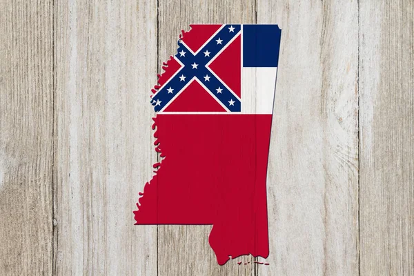 Kaart van Mississippi in de vlag van de Mississippi kleuren — Stockfoto