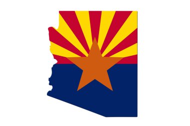 Arizona bayrak renklerinde Arizona Haritası