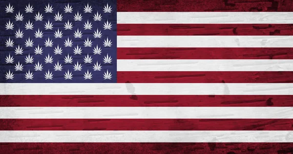 American cannabis stars and strips flag — Stock Photo, Image