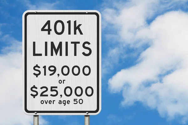 Retirement 401k contributions limits on a USA highway speed road — Stock Photo, Image