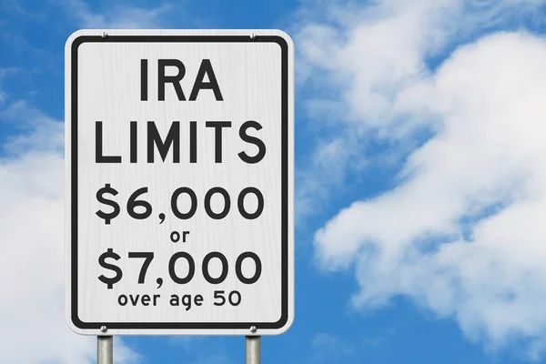 Retirement IRA contributions limits on a USA highway speed road — Stock Photo, Image