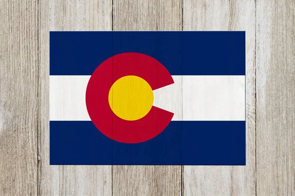 Mapa do Colorado nas cores da bandeira do Colorado — Fotografia de Stock