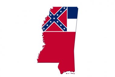 Mississippi bayrak renklerinde Mississippi Haritası