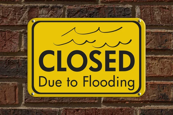 Stängt på grund av översvämning skylt — Stockfoto