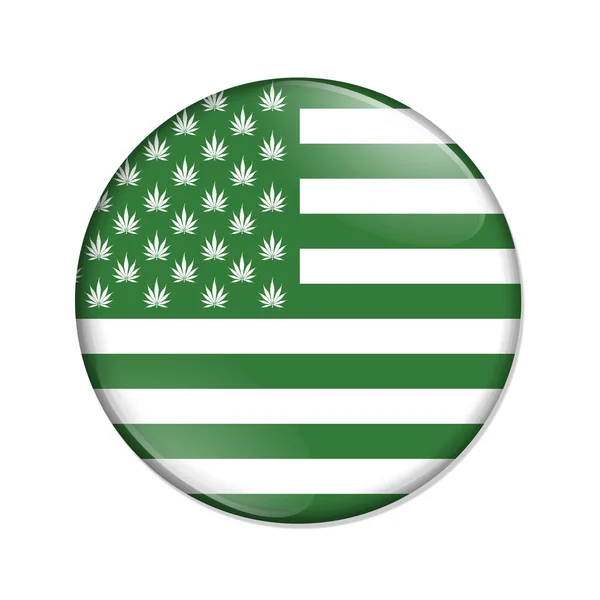 USA cannabis löv statligt flagg Badge knapp — Stockfoto