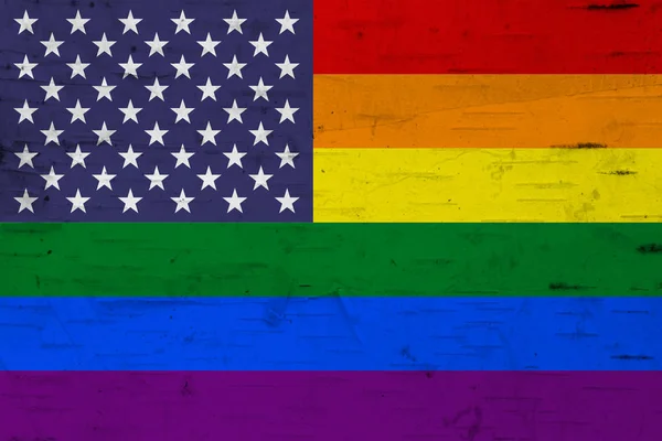 Uma antiga e rústica bandeira de orgulho dos EUA em madeira intemperizada — Fotografia de Stock