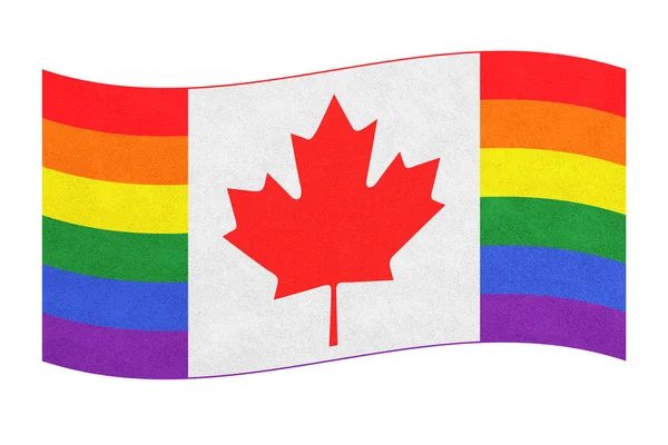 Canadian pride striped rainbow color waved flag — Stock Photo, Image
