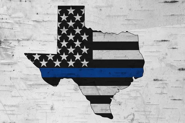 Drapeau américain mince ligne bleue sur la carte de Texas — Photo