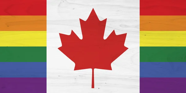 A Canadian pride flag on with wood texture — Stock Photo, Image