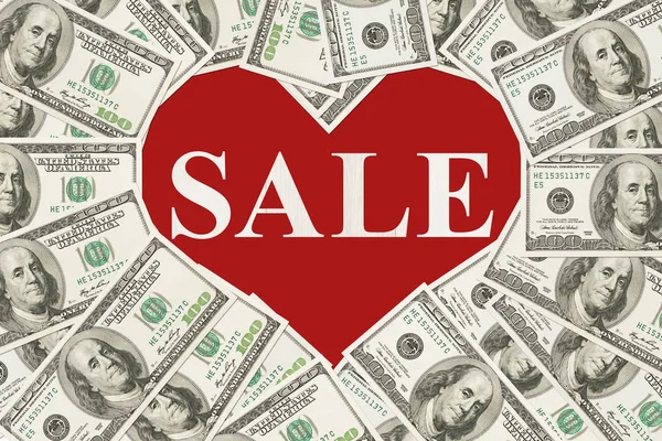 Szerelem egy eladó-val 100 dollár számlák — Stock Fotó