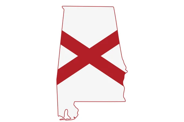 Carte de l'Alabama aux couleurs du drapeau de l'Alabama — Photo