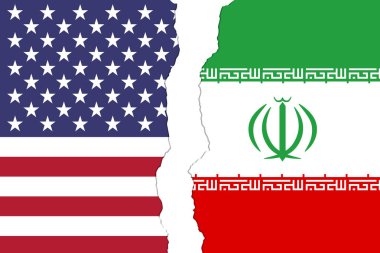 ABD ve Iran 'ın paramparça olduğu bayraklar 