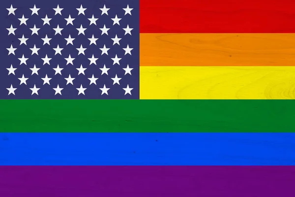 En USA Pride flagga på med trä konsistens — Stockfoto