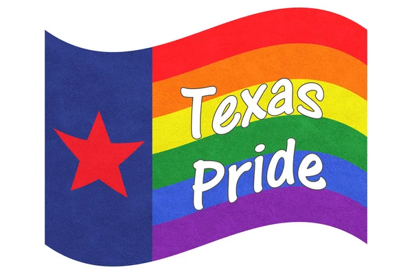 Drapeau ondulé couleur arc-en-ciel rayé Texas pride — Photo