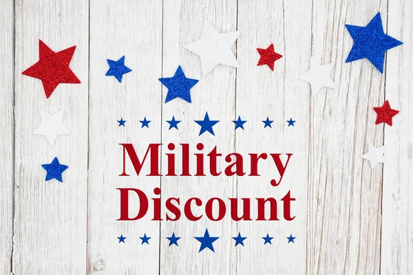 Military Discount message with red, white and blue stars — Stock Photo, Image