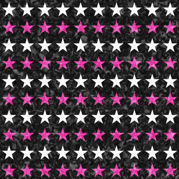 Pink, black and white star seamless textured pattern background — Stock Photo, Image