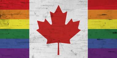 Yıpranmış ahşap bir rustik eski Kanada gurur bayrağı