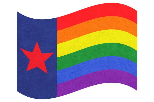 Texas Pride gestreepte regenboog kleur zwaaide vlag — Stockfoto