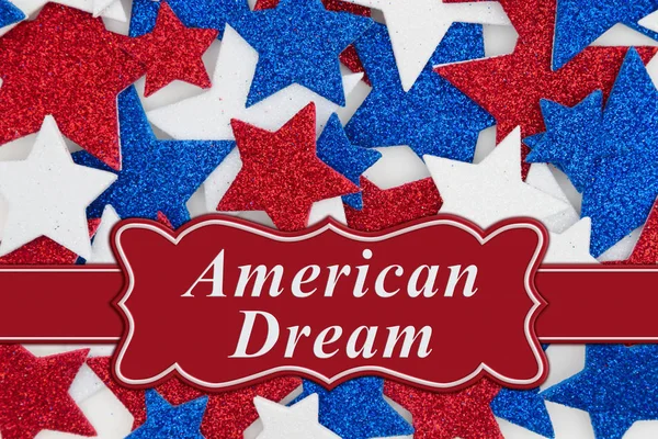 Message American Dream avec des étoiles à paillettes rouges, blanches et bleues — Photo