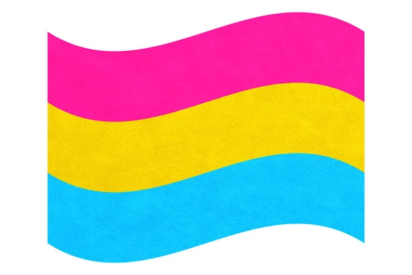 Pansexual 줄무늬 핑크, 파란색과 노란색 웨이브 플래그 — 스톡 사진
