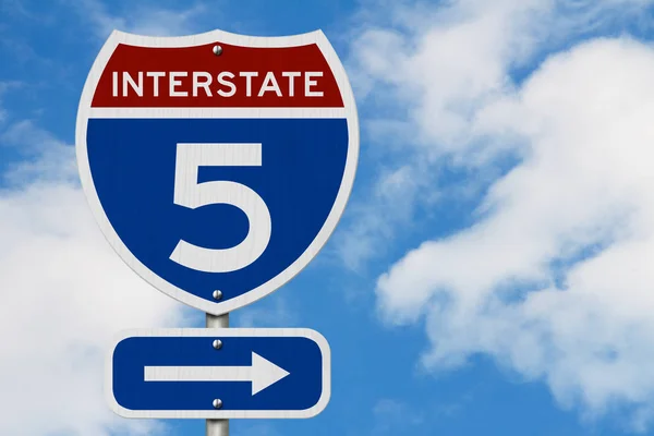 I-5 Interstate USA Highway vägskylt — Stockfoto