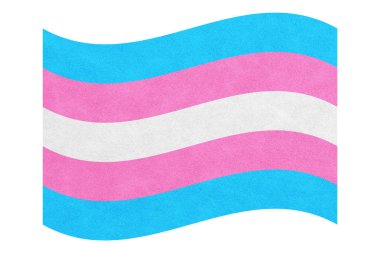 Transgender çizgili pembe, mavi ve beyaz dalgalı bayrak