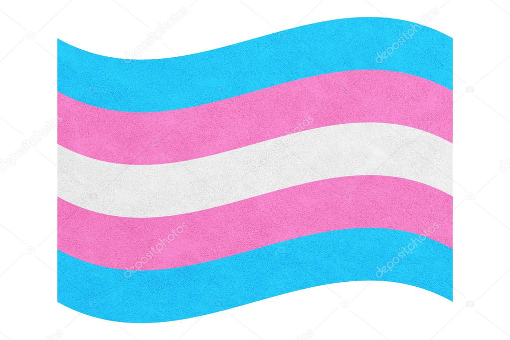 Transgender striped pink,blue and white waved flag