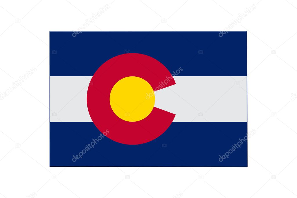 Map of Colorado in the Colorado flag colors