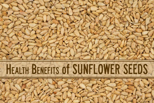 Benefícios para a saúde da mensagem de sementes de girassol — Fotografia de Stock