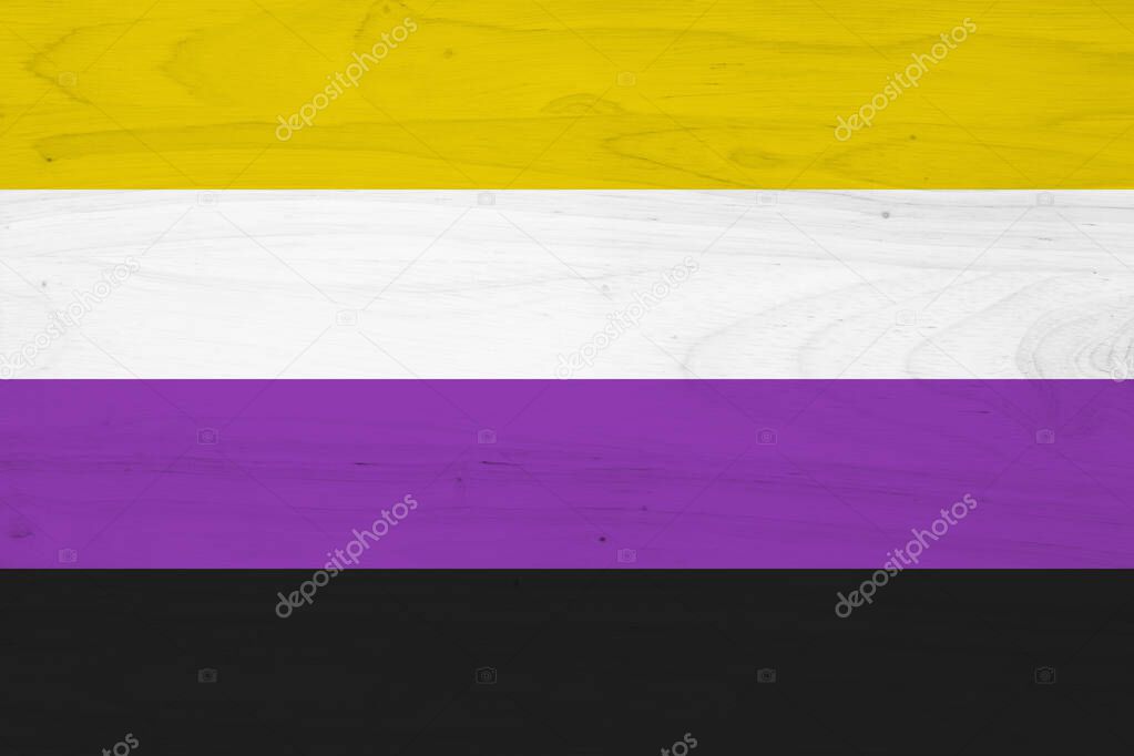 A non-binary flag on with wood texture