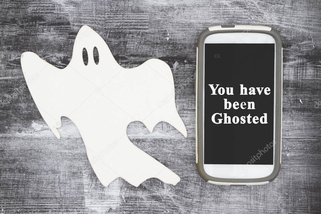 You have been ghosted message with a white ghost and cell phone