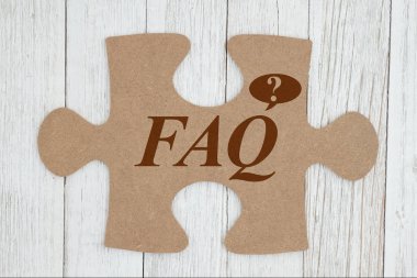 Kahverengi karton yapboz parçasına Faq mesajı