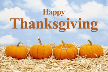 Saman üstünde portakal kabaklarıyla Şükran Günü 'nüz kutlu olsun.