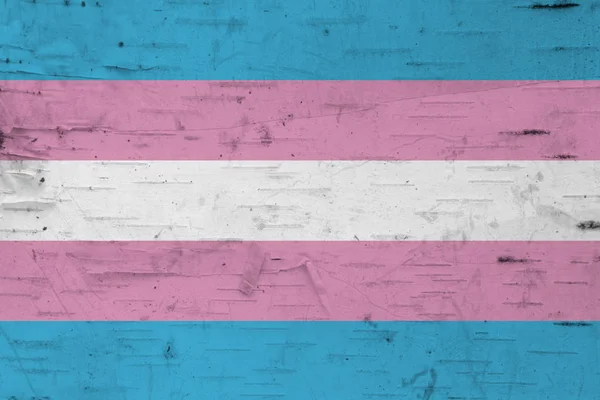 A rustic old transgender flag on weathered wood — Stock Photo, Image