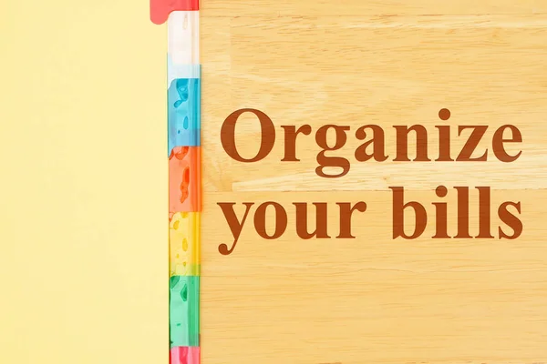 Organize Sua Mensagem Contas Com Guias Organizador Arquivos Uma Mesa — Fotografia de Stock