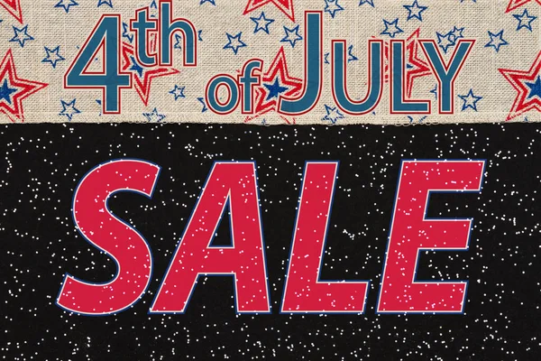 4Th July Sale Type Message Retro Usa Stars Stripes Burlap — Stock Photo, Image