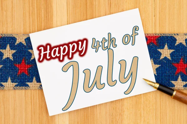 Happy 4Th July Type Greeting Card Retro Usa Star Burlap — Stock Photo, Image