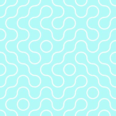 Teal ve beyaz soyut geometrik kamyonet dikişsiz desenli fayansla birlikte girdap arkaplanı tekrarlar