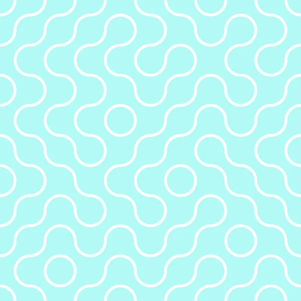 Teal and white repeat swirl background with abstract geometric truchet seamless textured pattern tile