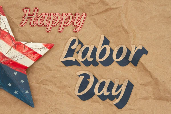 Happy Labor Day Type Bericht Met Retro Usa Ster Slagerspapier — Stockfoto