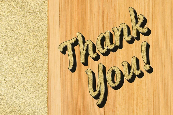 Thank You Type Message Wood Gold Sparkle Side — Stock Photo, Image