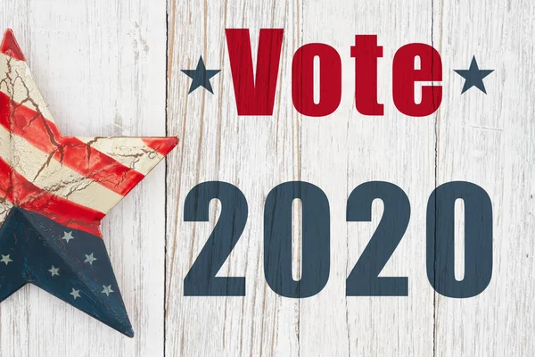 Vote 2020 Type Message Retro Usa Star Weamded Whitewash Wood — 스톡 사진