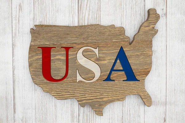 Usa Wood Map America Weathered Whitewash Wood Textured Material — Stock Photo, Image