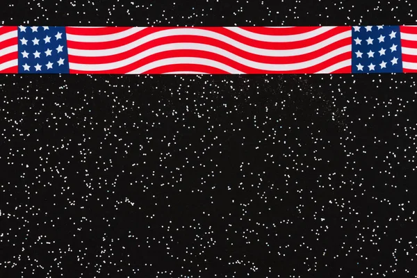 Amerykańskie Tło Usa Gwiazdy Paski Wstążka Czarny Blask Filcu Miejsca — Zdjęcie stockowe